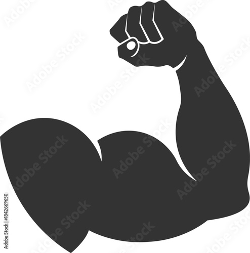 Vector human muscle shape. Hand arm silhouette symbol. Biceps arm flat muscle illustration like an attractive bodybuilder