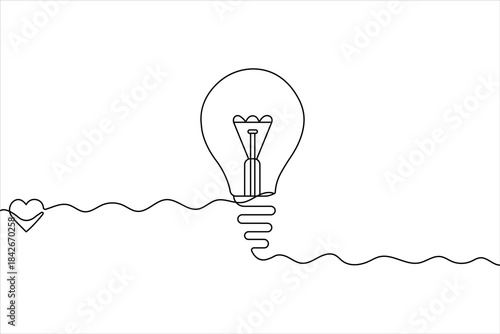Continuous line lightbulb idea illustration