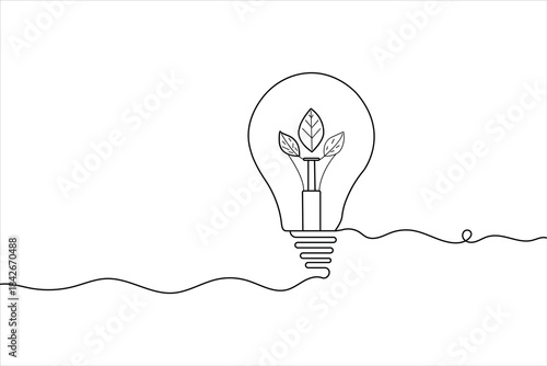 Continuous line lightbulb idea illustration