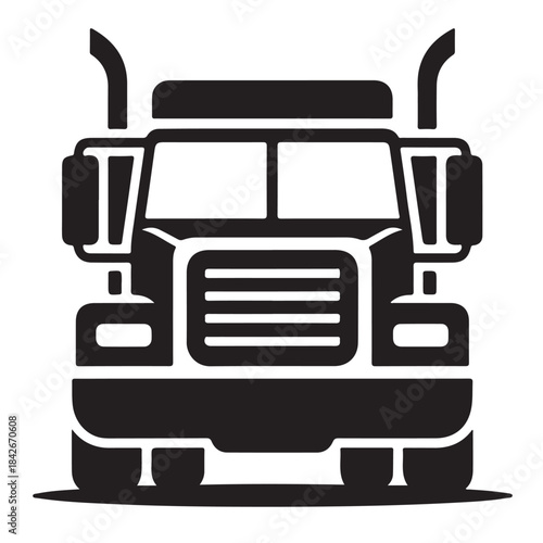 Black silhouette of a semi truck