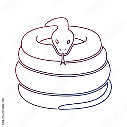 Snake coiled around itself with tongue out