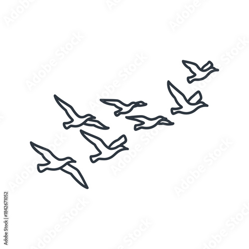 Flock of birds flying in formation