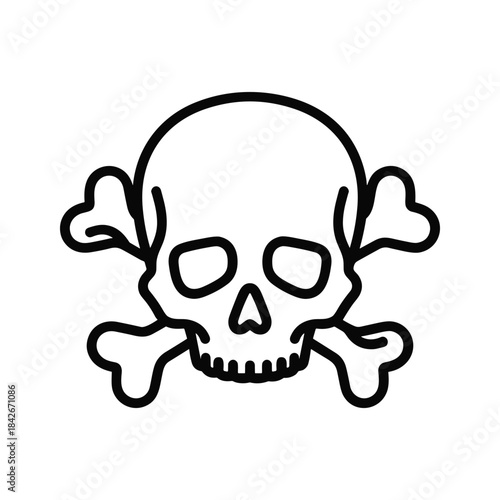 Simple black and white skull and crossbones illustration