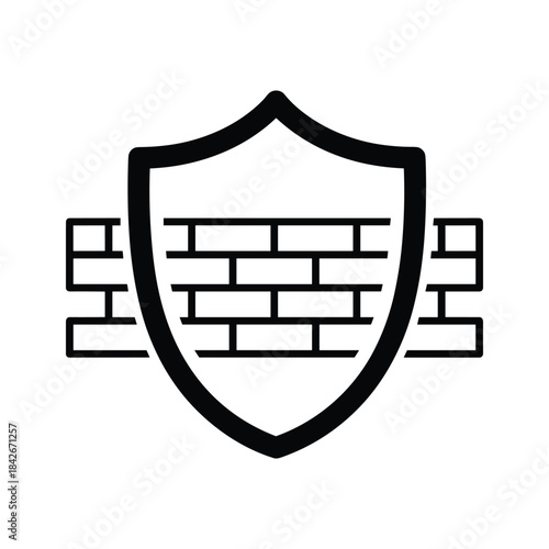 Shield with brick wall icon representing security