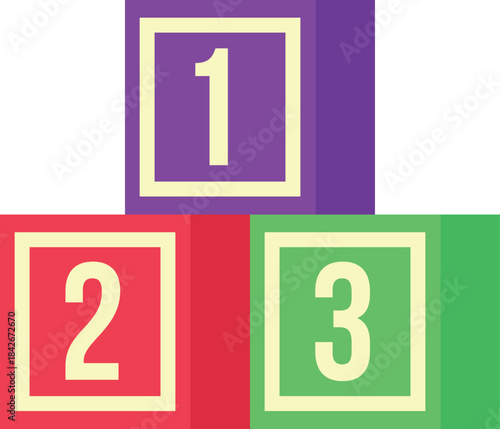 A stack of blocks with the numbers 1, 2, and 3 on them