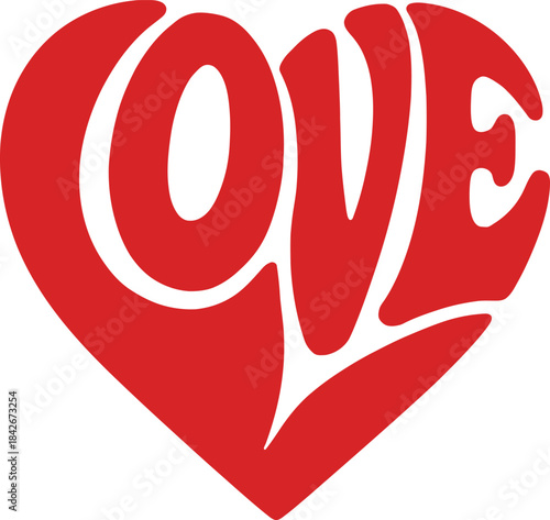 Love Word Inside Heart Shape Typography Design