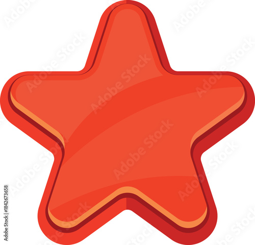 A red star with a shiny surface