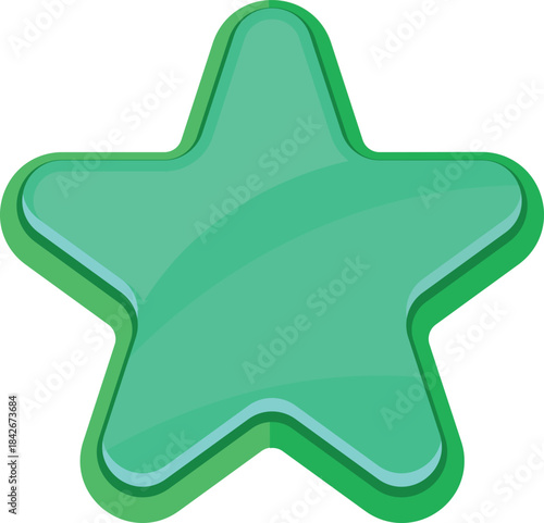 A green star with a blue center