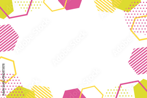 幾何学　ポップ　フレーム　ピンク　黄緑　イラスト