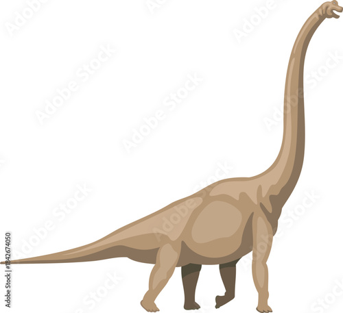 A large dinosaur is walking on a white background