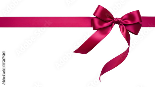 Pink ribbon tied in a bow isolated on transparent background