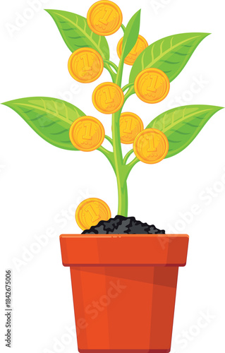 A plant with a lot of coins in it