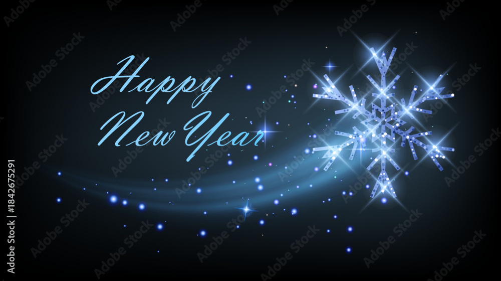 Obraz premium Festive Golden Snowflake with Happy New Year Message. Greeting Card