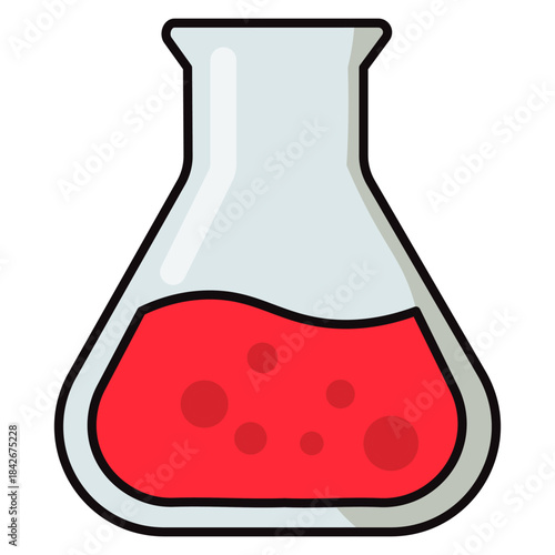 Chemical Concoction: An illustration depicts a laboratory flask, filled with a vibrant red liquid, ready for scientific exploration.