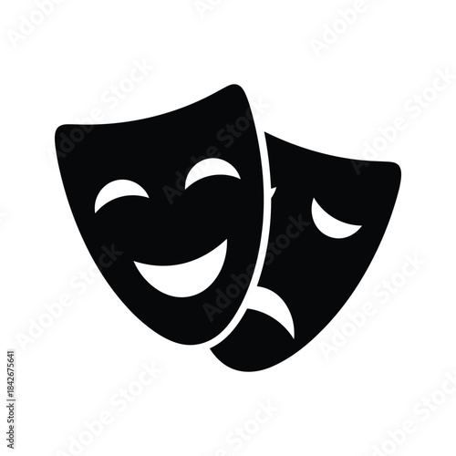 Theatrical masks representing comedy and tragedy, isolated on
