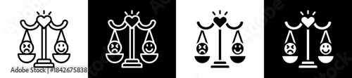 Emotional Balance Icon Set In Black And White Filled Style Collection