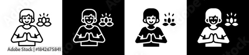 Mindfulness Icon Set In Black And White Filled Style Collection