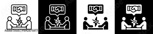 Conflict Resolution Icon Set In Black And White Filled Style Collection
