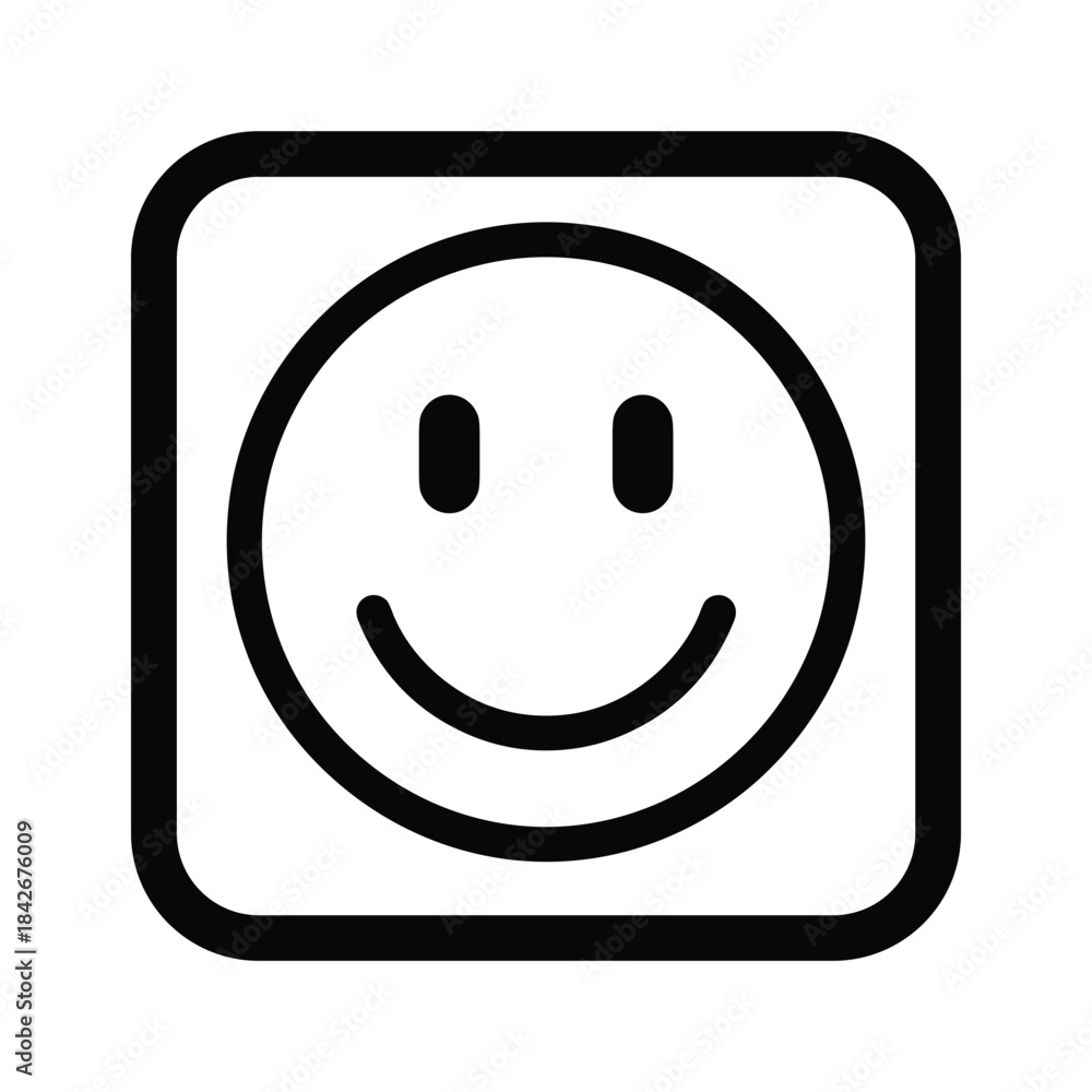 Fototapeta premium Simple black and white smiley face icon isolated on