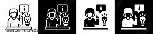 Cuadro en lienzo Assertive Icon Set In Black And White Filled Style Collection