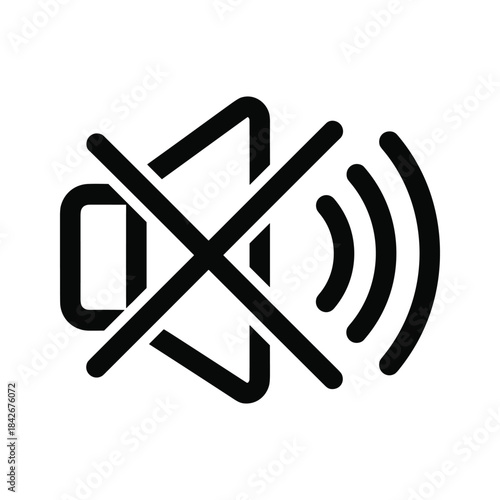 Mute icon, no sound symbol, isolated on