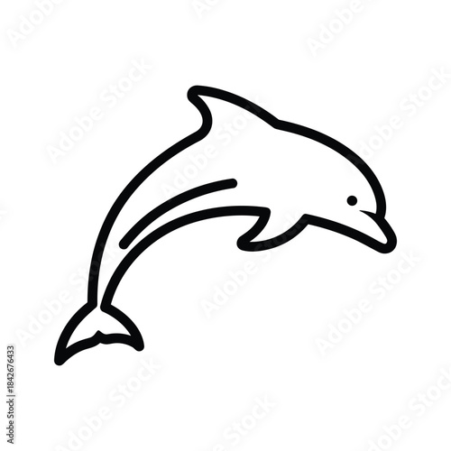 Simple line drawing of a dolphin jumping out of water