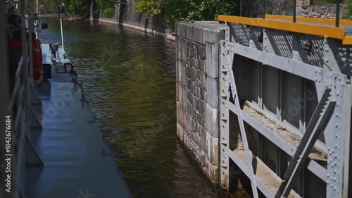 Navigation lock gates on Vltava River in Prague.