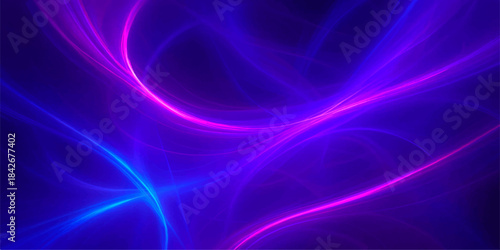 Smooth light blue and purple wavy motion lines create an abstract digital flowing energy texture pattern design background