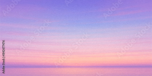 Abstract watercolor background of a beautiful colorful sunrise sky and clouds over the ocean horizon