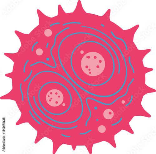 Abstract Microscopic Biological Cell Structure or Virus Diagram Illustration