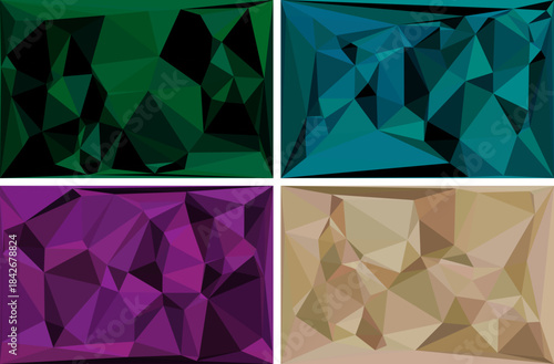 Abstract Geometric Polygonal Backgrounds in Various Colors