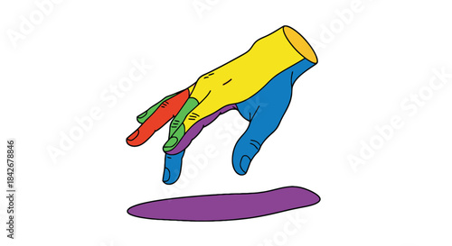 Vibrant Pop Art Hand Graphic with Colorful Abstract Elements Illustration