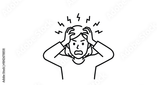 Overwhelmed Woman Suffering from Severe Stress, Headache, and Emotional Distress