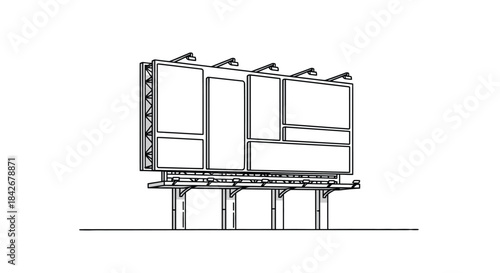 Vector Illustration of a Generic Empty Multi-Panel Billboard Structure