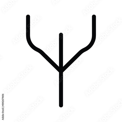 Simple black trident icon on white background