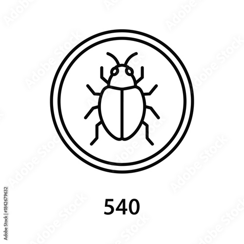 Simple line drawing of a beetle inside a circle with number 540