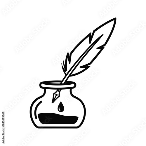 Quill pen in inkwell