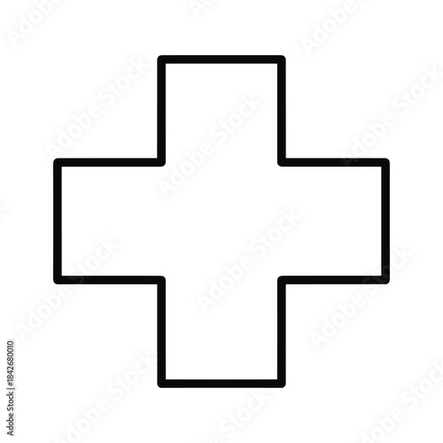 Simple black cross symbol on white background