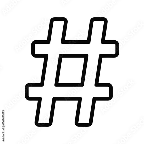 Simple hashtag symbol on white background