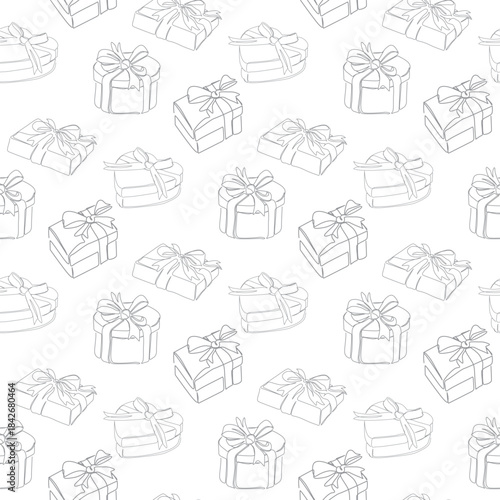 vector giftbox wrapping paper seamless pattern. Hand drawn background for fabric, textile, print, wrapping paper or package design.