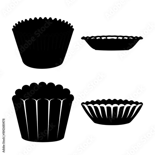Baking cup and tart mold silhouettes for confectionery design