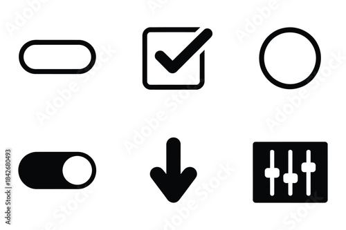 A collection of user interface icons for web design and application settings