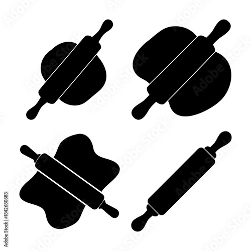 Rolling pin and dough icons for baking and cooking concepts