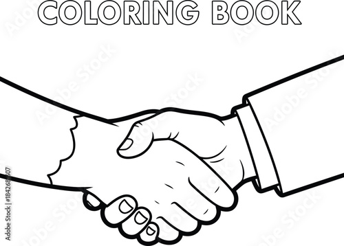 Handshake Coloring Book Page for Teamwork and Friendship