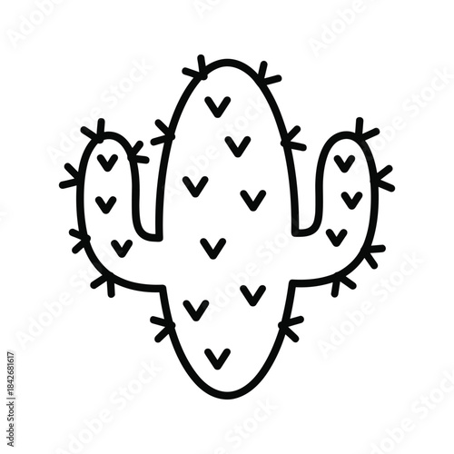 Simple black and white cactus illustration
