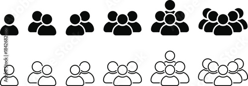 

people icon set. Social network graphic design.  User profile symbols. Group and team symbols. Social media and profile signs
