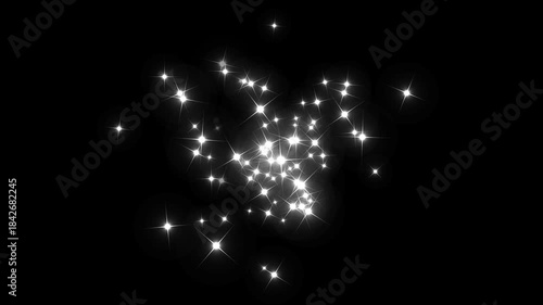 White glittering star dust trail sparkling particles on black background. twinkle star burst glitter sparkle. shining white particle stars dust. fairy tail glitter particles sparkling. 4k video