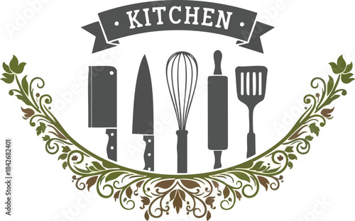 Kitchen Utensils Vector Graphic Design A Culinary Art Composition