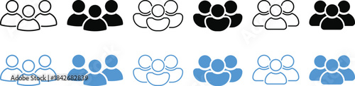 Community People Symbols.  User profile symbols. User identity icon. Community member and identity signs. Social network and identity signs. Group and crowd signs.