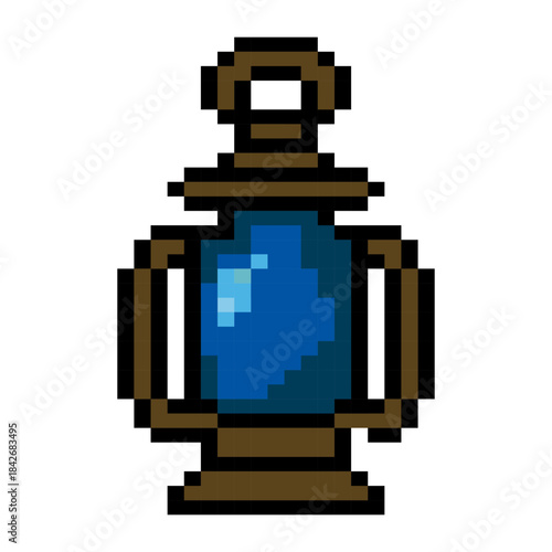 Pixel Blue Glass Lantern Icon
